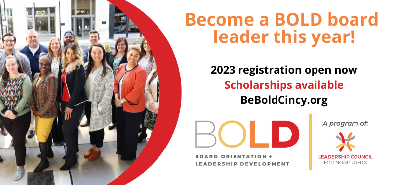 BOLD and Leadership Council logos with Registration banner